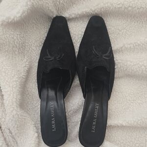 Laura Ashley Elegant Black Mules with Bow